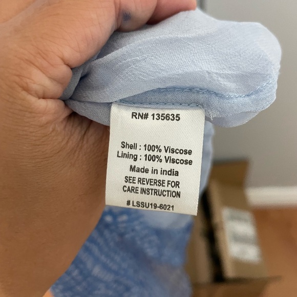 LOVE Sam MIDI Dress Light Blue Asymmetrical Ruffle Hem Semi Sheer - Picture 8 of 12